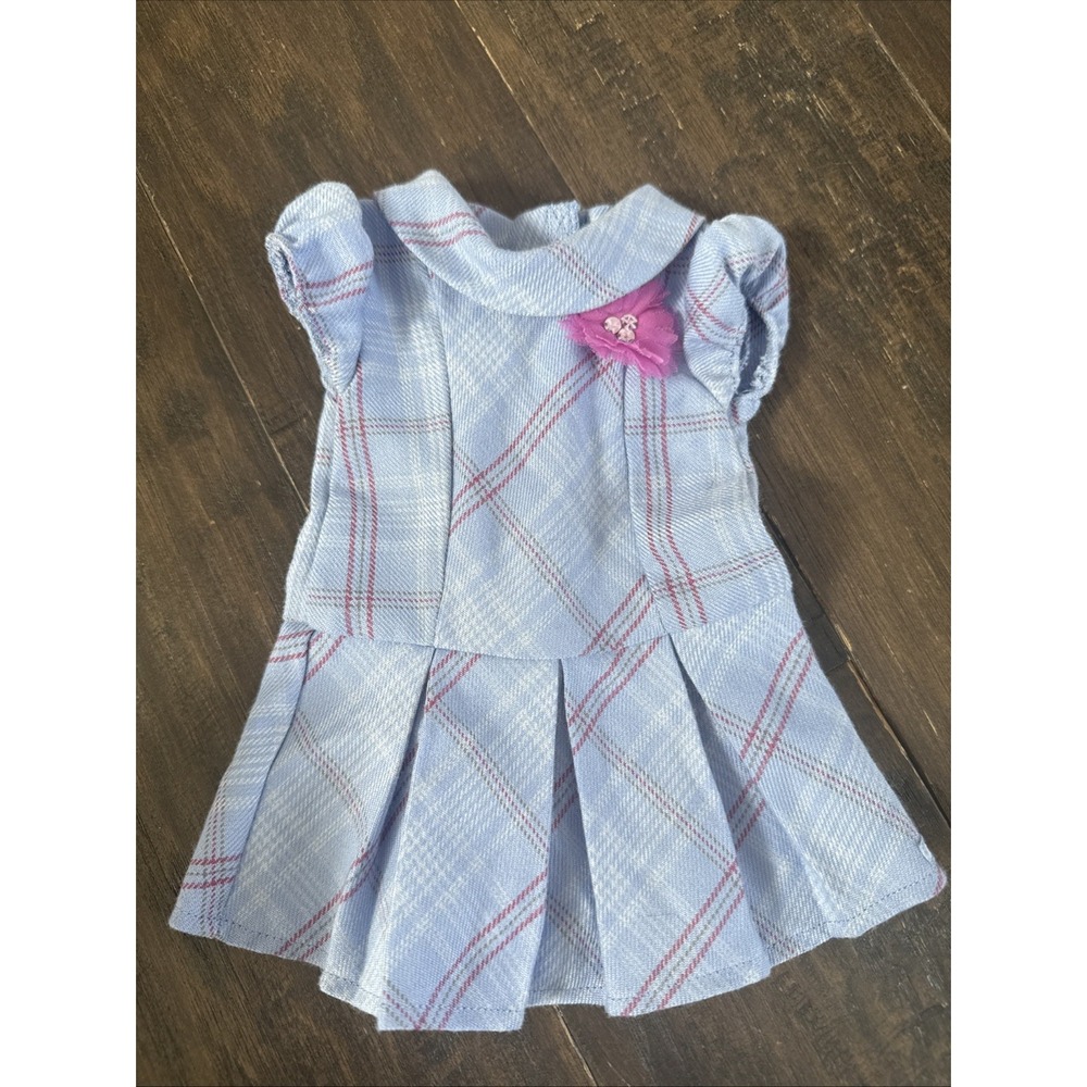 American Girl Doll Sweet School Dress Only Blue Pink Plaid Flower Retire